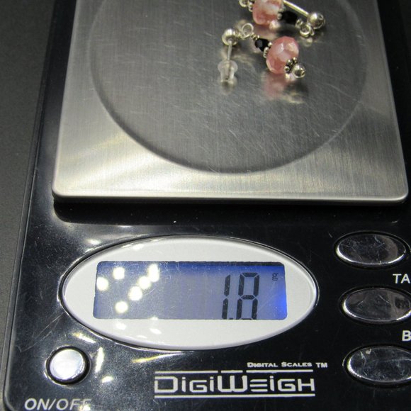 Sterling Silver Cut Peach Glass Earrings Vintage - Picture 6 of 6